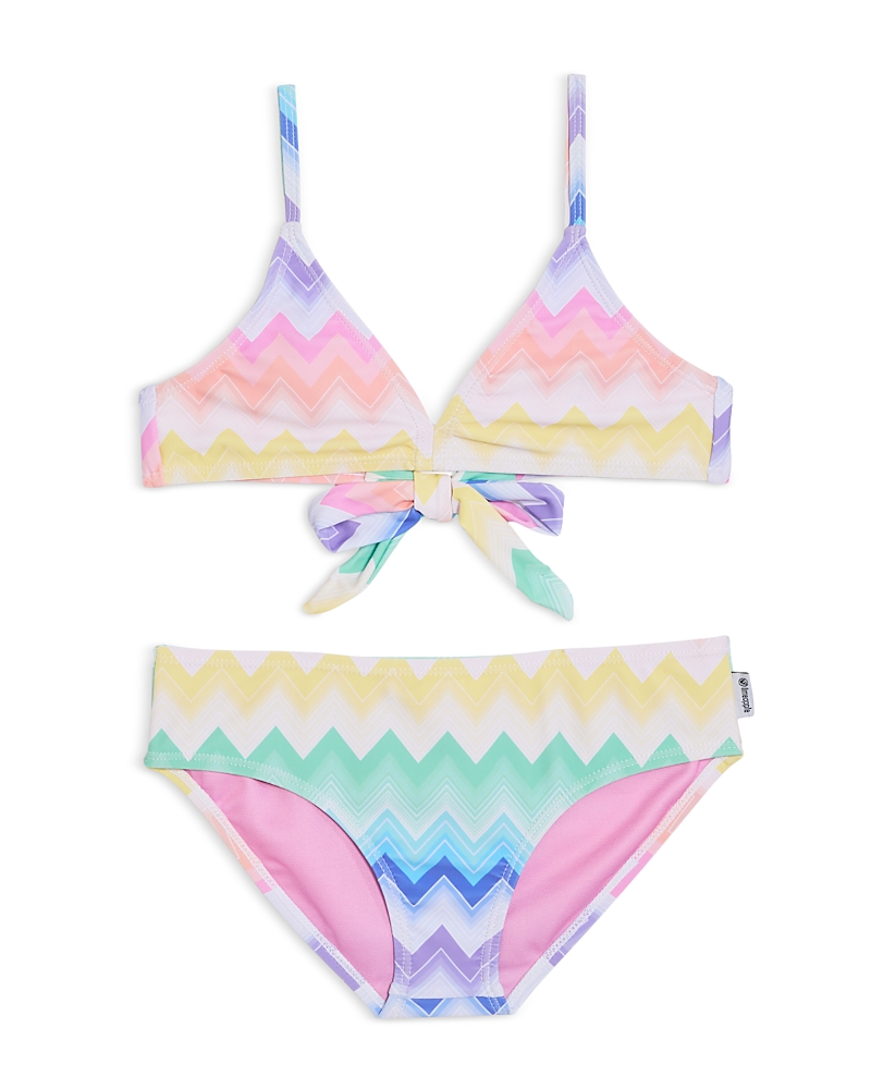 LIMEAPPLE GIRLS' GEOMETRIC TWO PIECE SWIMSUIT - BIG KID