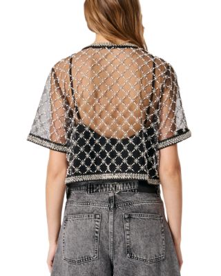 Embroidered Tulle Top