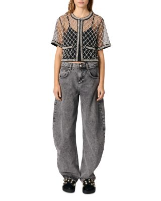 Embroidered Tulle Top