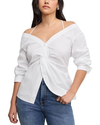 Poplin Off-the-Shoulder Shirt