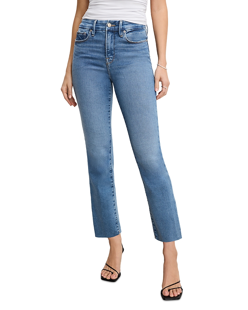 Good American Good Legs Soft-tech High Waist Ankle Straight Leg Jeans In Indigo