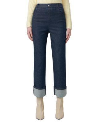 HUE - Cuffed Denim Skimmer Leggings in Dark Rinse