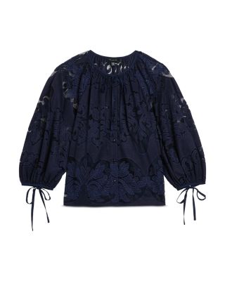 Lace Puffed Sleeve Blouse