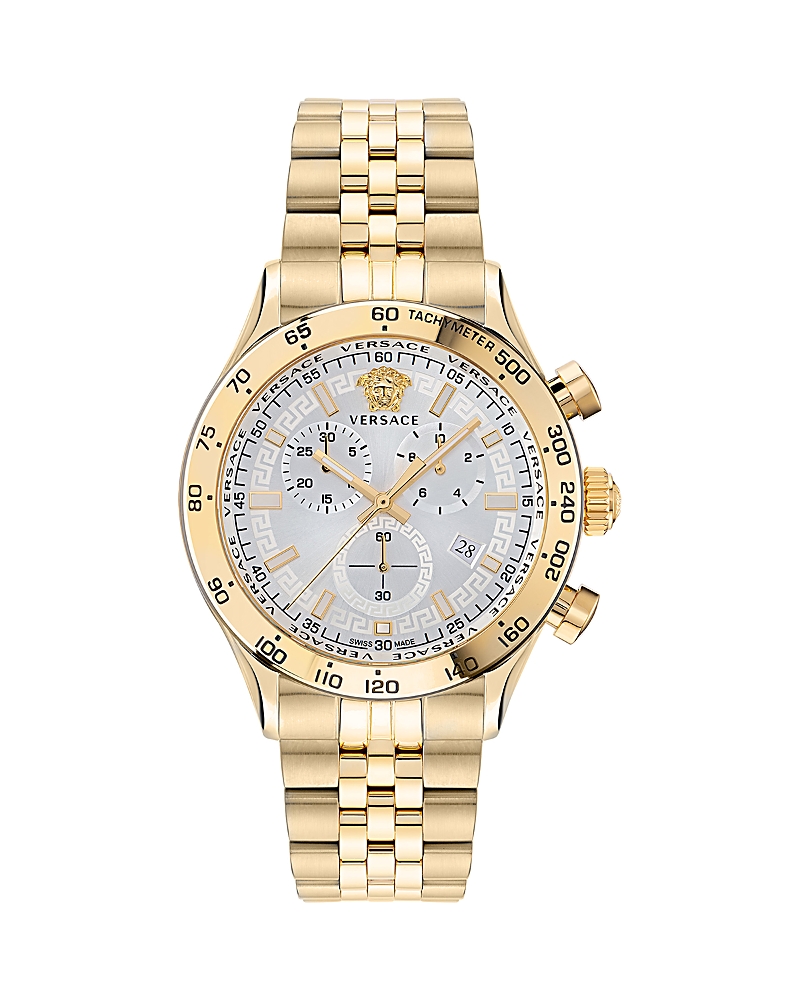 Versace Hellenyium Chrono Bracelet Watch In White/gold