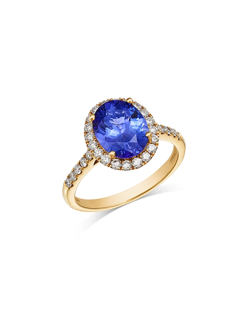 Bloomingdale's Fine Collection Tanzanite & Diamond Halo Ring In 14k Yellow Gold In Gold