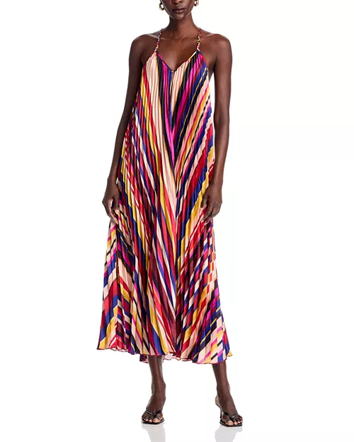 diagonal stripes midi dress