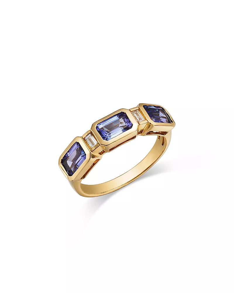 Bloomingdale's Fine Collection Tanzanite & Diamond Bezel Ring in 14K Yellow Gold