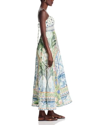 Printed Linen Maxi Dress