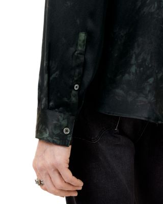 Silk Printed Pleated Front Shirt