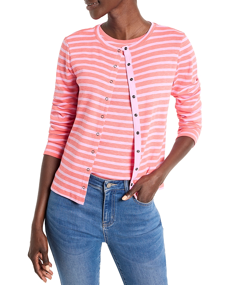 Nzt By Nic+Zoe Snap Front Striped Cardigan