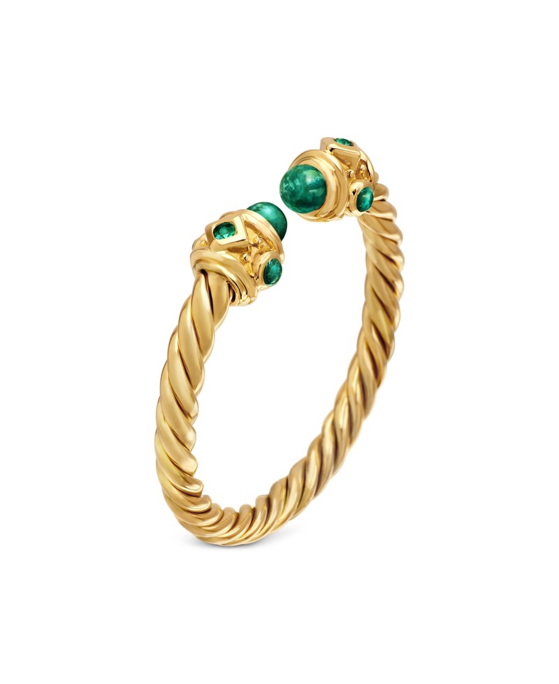 David Yurman Renaissance Ring in 18K Yellow Gold with Emeralds, 2.3mm in Green/Gold