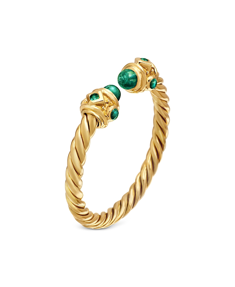 Renaissance Ring in 18K Yellow Gold with Emeralds, 2.3mm