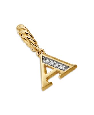 18K Gold Amulets Diamond Pav&eacute; Initial Pendant