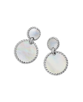 925 Sterling Silver Mother Of Pearl Stud Earrings – Double Sided Front & Back, White (8mm-14mm)