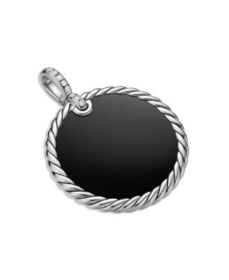 David Yurman - Sterling Silver DY Elements&reg; Disc Pendant with Black Onyx, Mother-of-Pearl & Diamonds