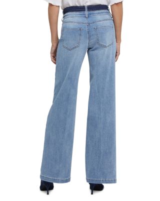 Teresa Wide Leg Jeans with Contrast Double Waistband in Santiago Sea