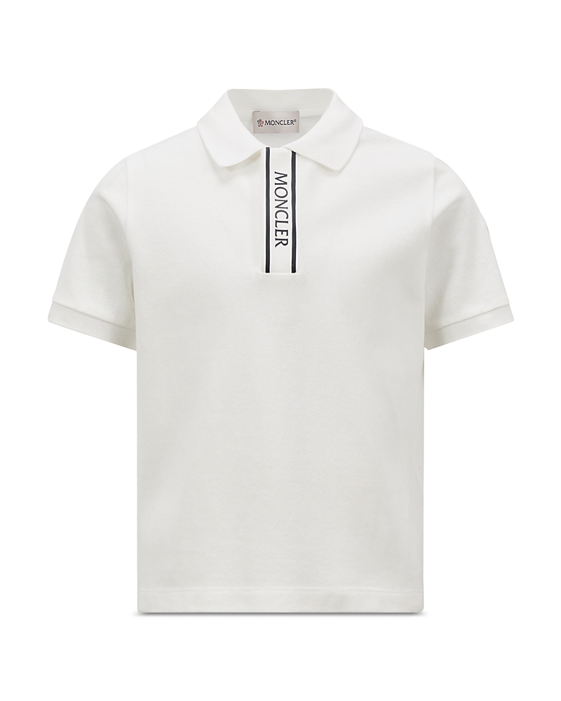 Moncler Boys' Logo-trimmed Cotton Piquet Polo Shirt - Big Kid In Natural