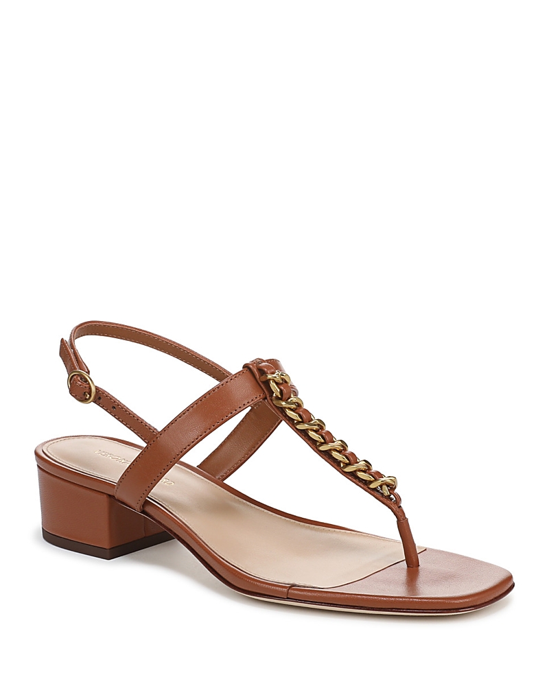 Veronica Beard Andie Leather Chain Slingback Sandals In Honey