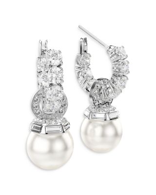 Matrix Crystal & Imitation Pearl Drop Earrings