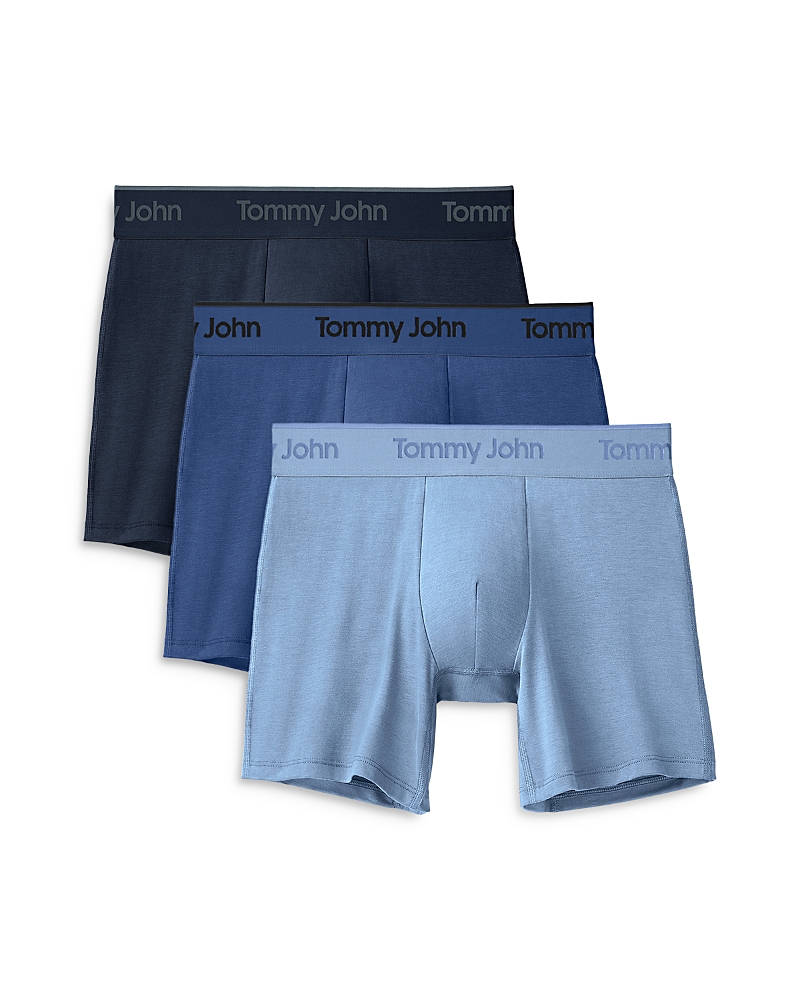 Tommy John 3-pack Second Skin 6-inch Stretch Modal Boxer Briefs In Dress Blues/blue Quartz/canal