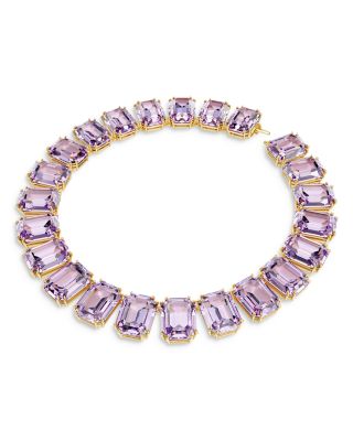Millenia Purple Octagon Crystal Tennis Necklace, 14.125-15.375"