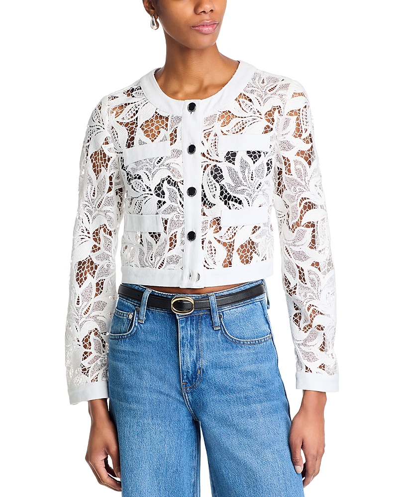 Derek Lam 10 Crosby Ashley Rigid Lace Jacket In Ice