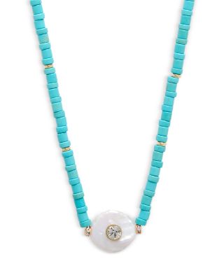AQUA - Blue Bead Evil Eye Pendant Necklace, 16-19" - Exclusive