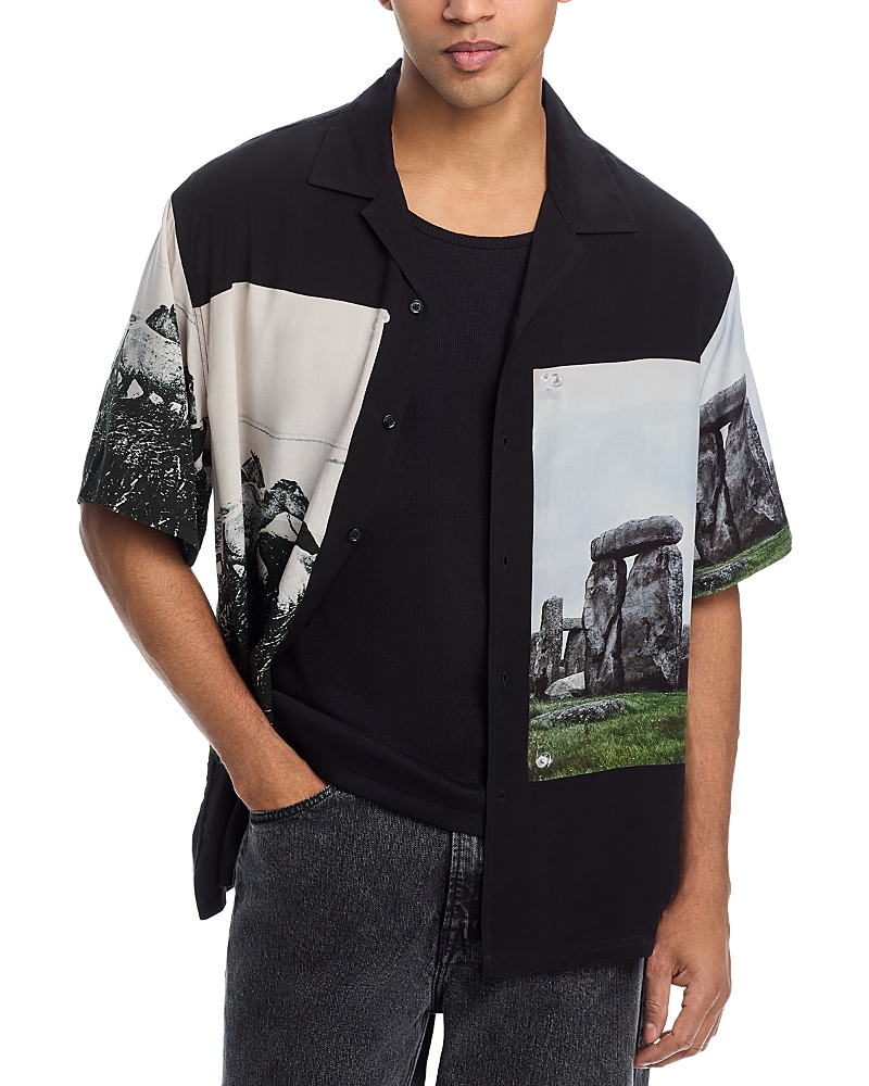 Pleasures Regular Fit Multi Media Camp Shirt