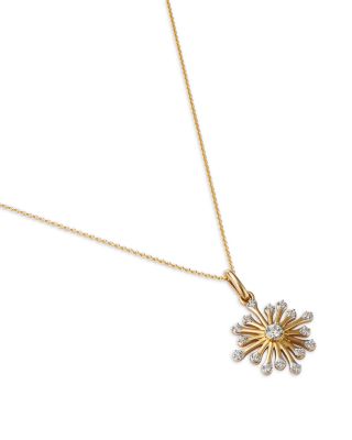 Diamond Starburst Pendant Necklace in 14K Yellow Gold, 0.15 tcw