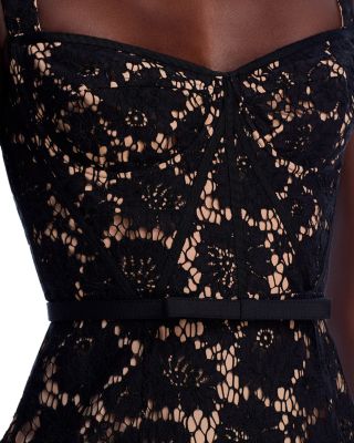 Black Fine Lace Midi Dress