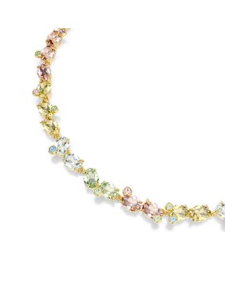 Gema Mixed Cut Multicolor Crystal Tennis Necklace, 14.875-17.75&amp;quot;