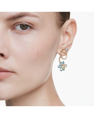Idyllia Crystal Flower Asymmetrical Drop Earrings
