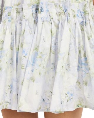 Smocked Contrast Organza Tie Mini Dress