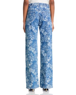 Sketchbook Floral Vivian High Rise Jeans in Indigo/White