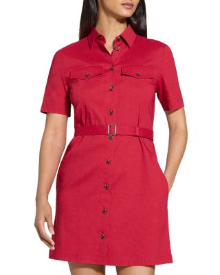 Theory - Linen Blend Military Mini Dress