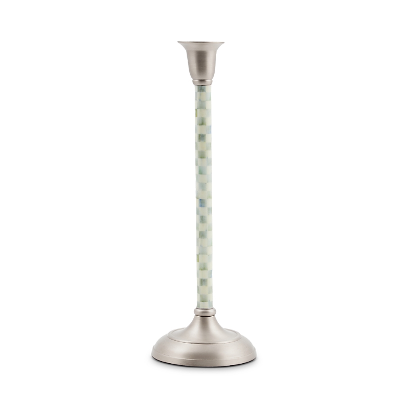 Mackenzie-childs Sterling Check Large Candlestick In Sterling Check