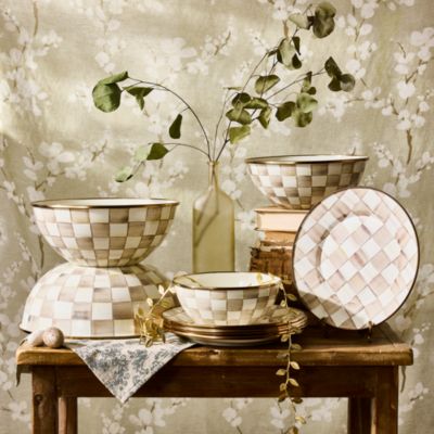 Mocha Check Extra Large Everyday Bowl 