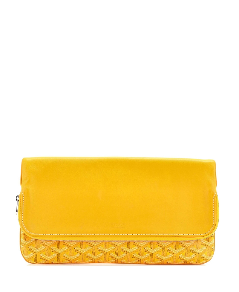 Pre-owned Goyard Goyard Saint Marie Clutch Coated Canvas In Yellow