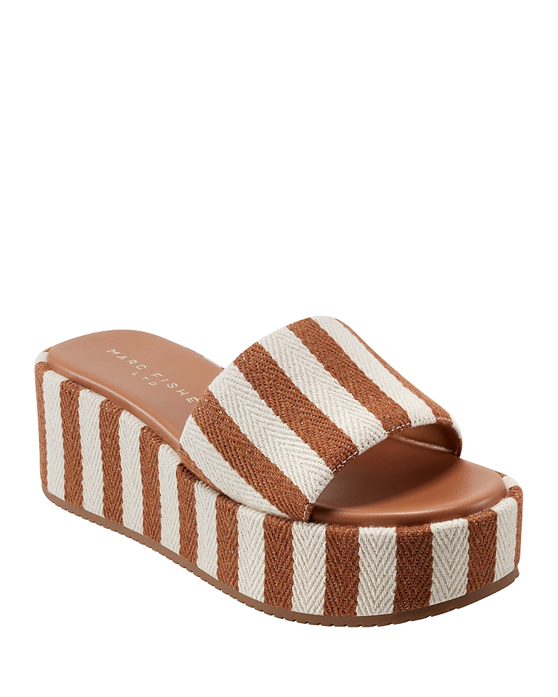 Marc Fisher Ltd Daylin Platform Wedge Slide Sandal In Medium Natural