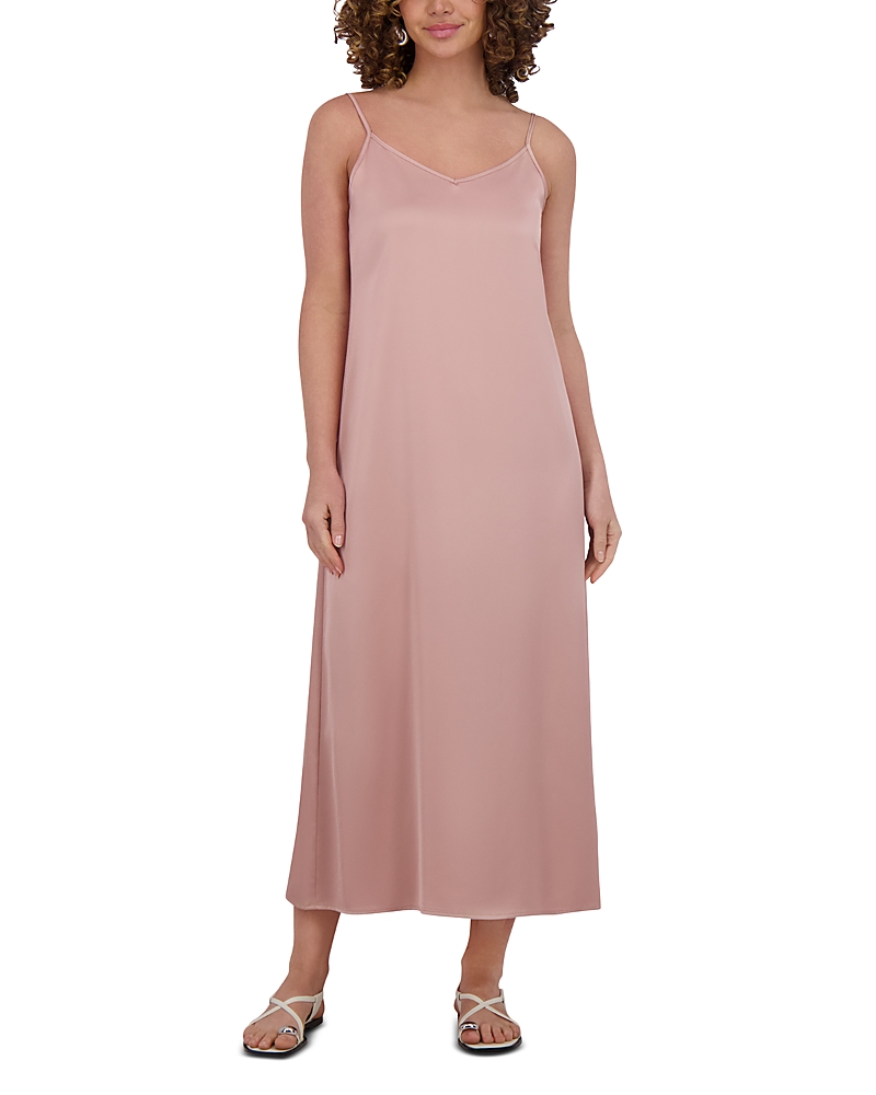 Point Satin A Line Slip Dress In Bleached Mauve