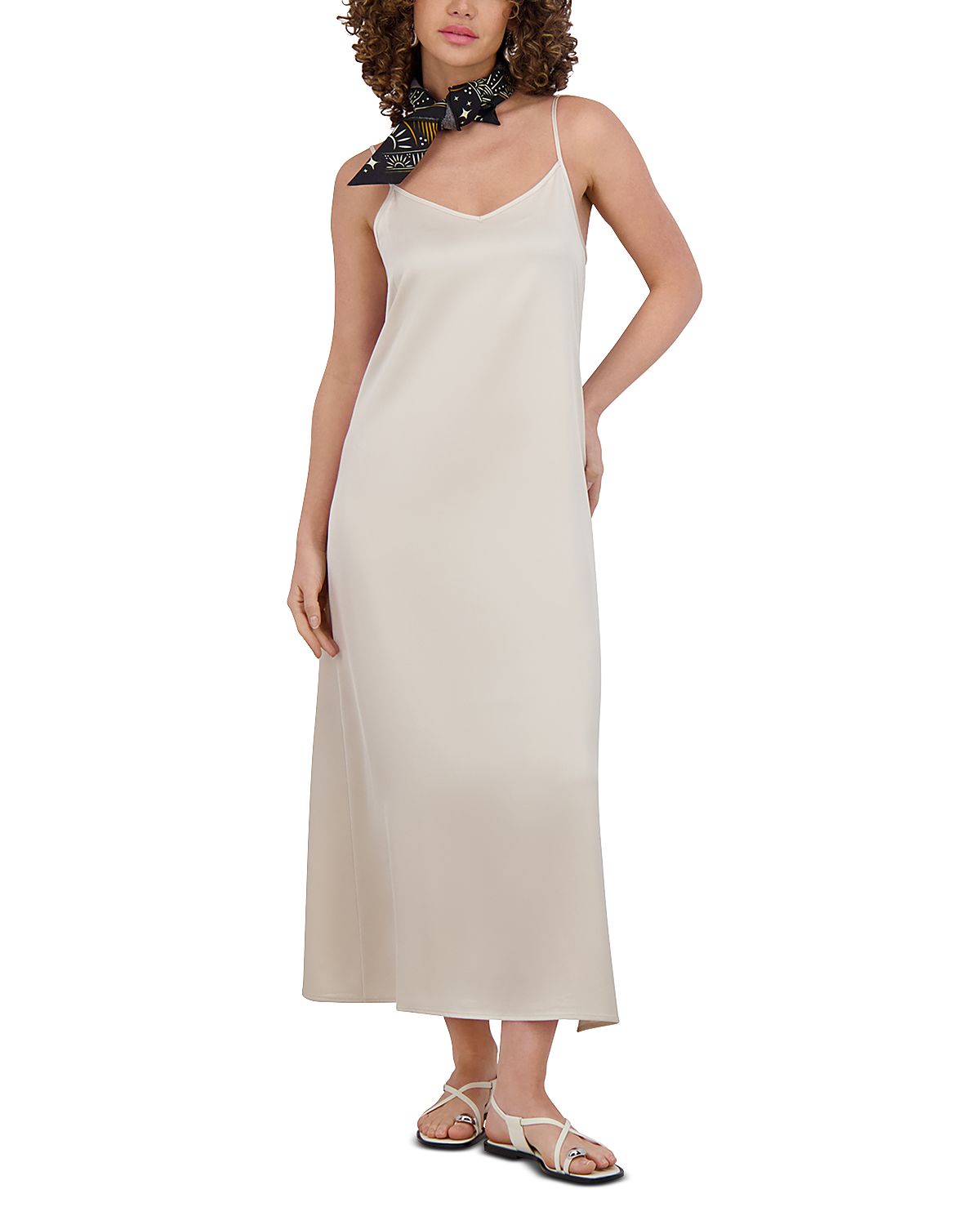 Point Satin A Line Slip Dress