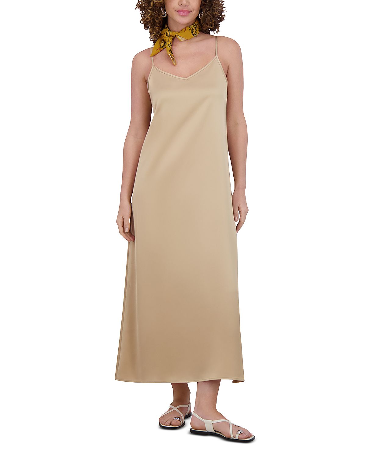 Point Satin A Line Slip Dress