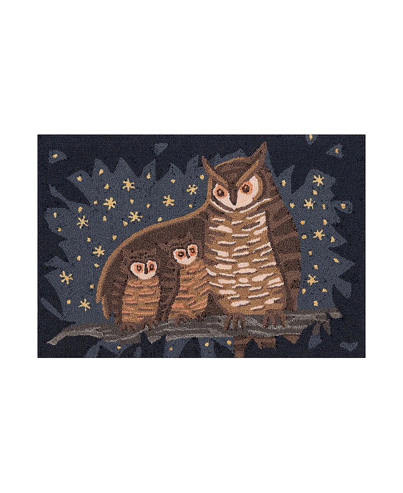 Liora Manne Frontporch Owl Family 1'8"x2'6" Area Rug In Multi