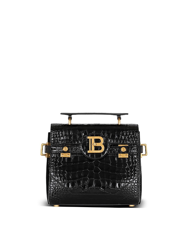 Balmain B-buzz 23 Crocodile-embossed Tote Bag In Black
