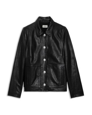 Litchi Cuir Lisse Leather Jacket