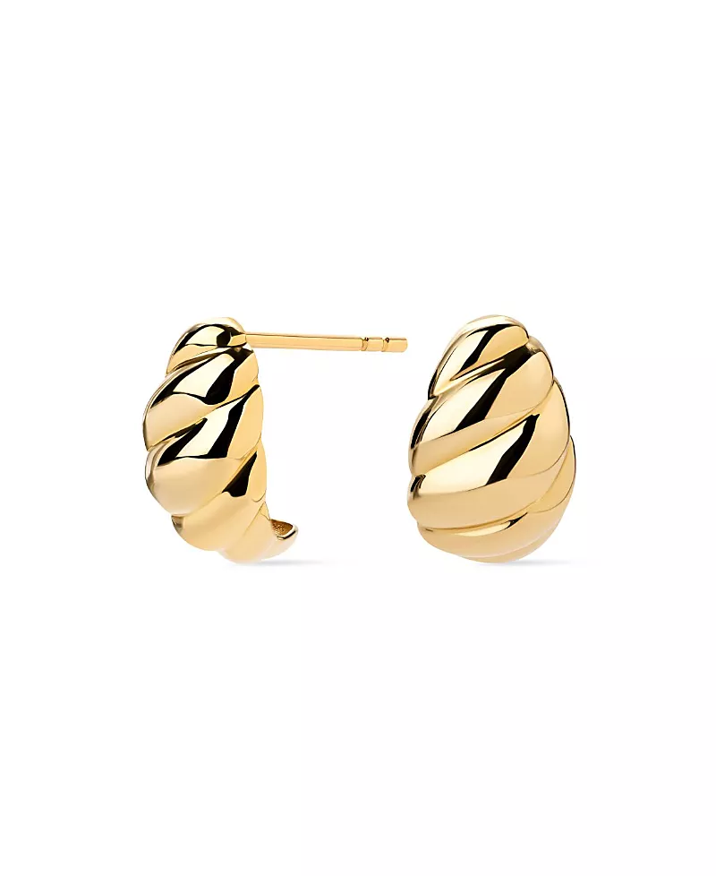 Ana Luisa Solid Yellow Gold Rope Huggie Studs