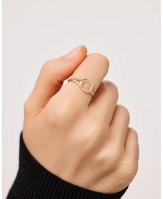  Solid Yellow Gold Floating Lab-Grown Diamond Signet Ring