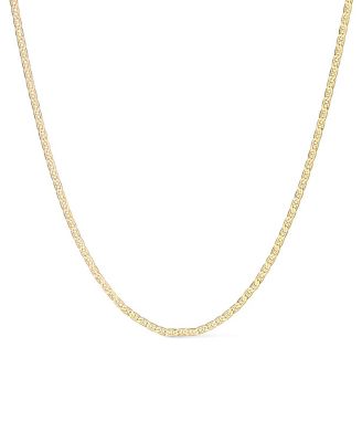 Solid Yellow Gold Flat Mariner Chain Necklace