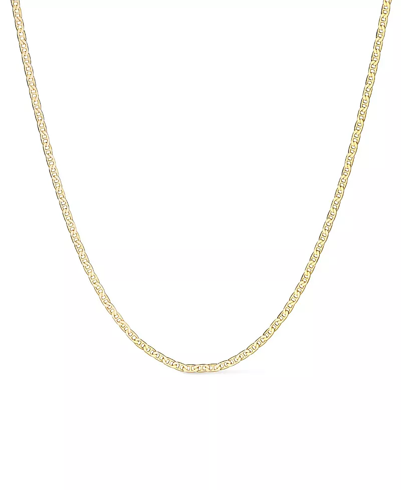 Ana Luisa Solid Yellow Gold Flat Mariner Chain Necklace