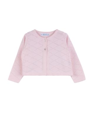 Girls' Diamond Pointelle Cropped Cardigan - Little Kid